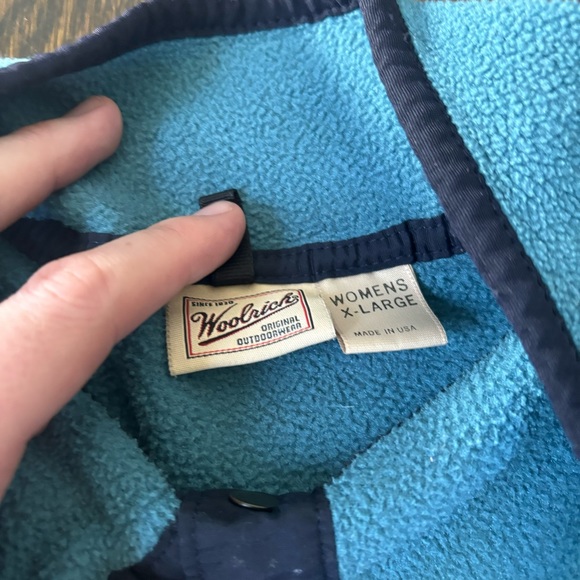 Woolrich Fleece Pull Over Sweater Turtle Neck Buttons Women’s XL Blue - Picture 3 of 10